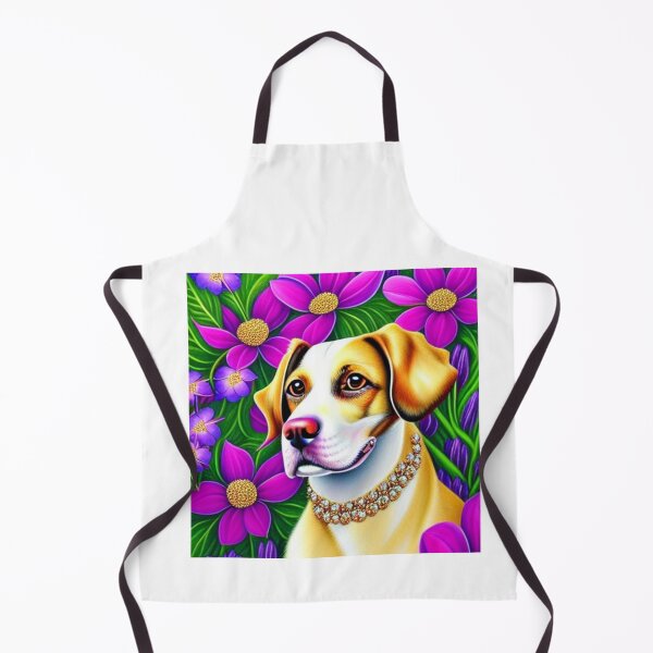 Item preview, Beautiful Dog Oil Painting with flowers in background designed and sold by ManifestoDesign.