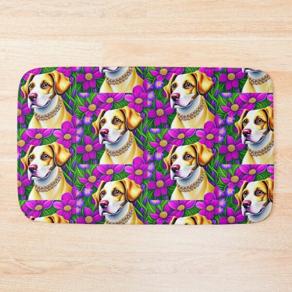 Item preview, Beautiful Dog Oil Painting with flowers in background designed and sold by ManifestoDesign.