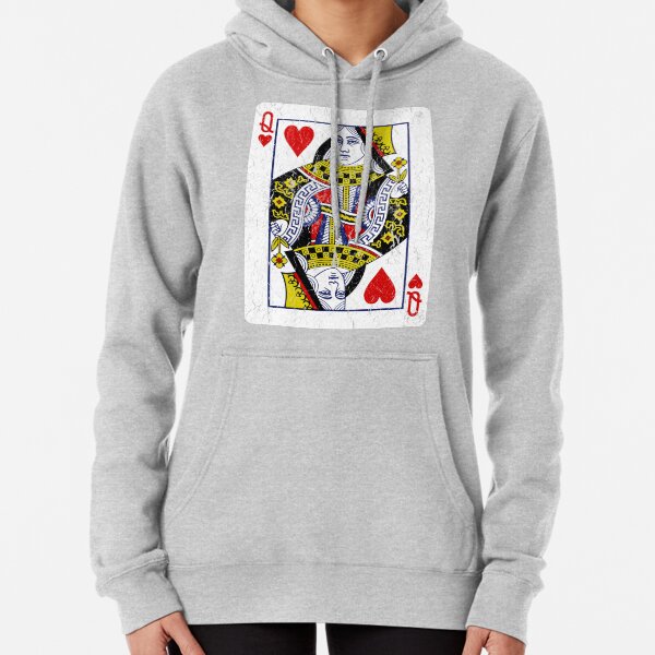 Queen of Hearts Playing Card Pullover Hoodie
