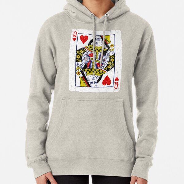 Queen of Hearts Playing Card Pullover Hoodie