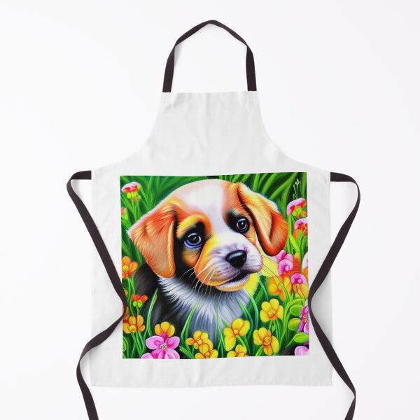Item preview, Beautiful Dog Oil Painting with flowers in background designed and sold by ManifestoDesign.