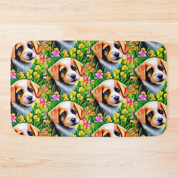 Item preview, Beautiful Dog Oil Painting with flowers in background designed and sold by ManifestoDesign.