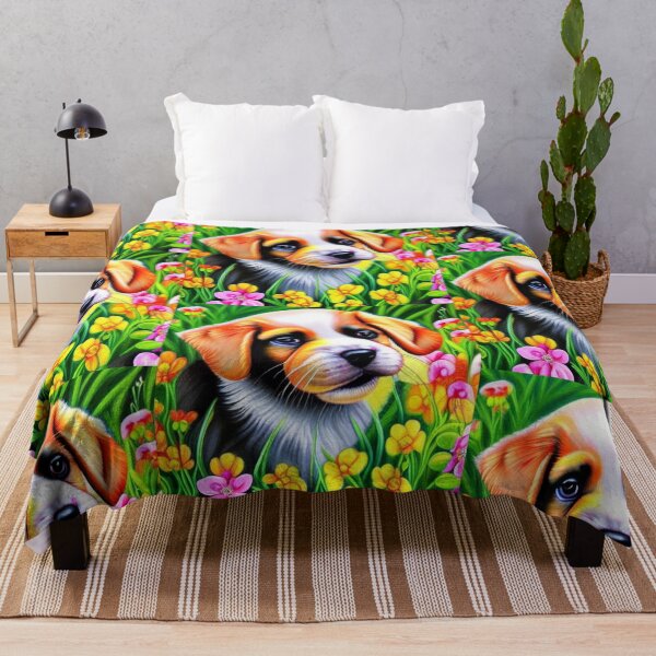 Item preview, Beautiful Dog Oil Painting with flowers in background designed and sold by ManifestoDesign.
