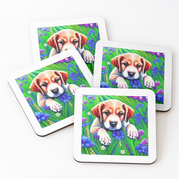 Item preview, Beautiful Dog Oil Painting with flowers in background designed and sold by ManifestoDesign.