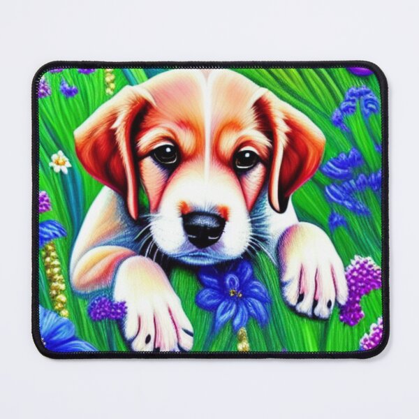 Item preview, Beautiful Dog Oil Painting with flowers in background designed and sold by ManifestoDesign.