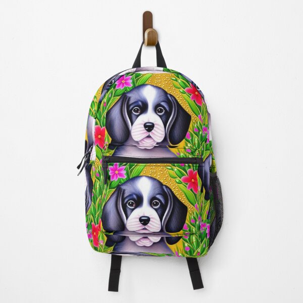 Item preview, Beautiful Dog Oil Painting with flowers in background designed and sold by ManifestoDesign.