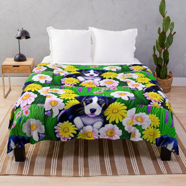 Item preview, Beautiful Dog Oil Painting with flowers in background designed and sold by ManifestoDesign.