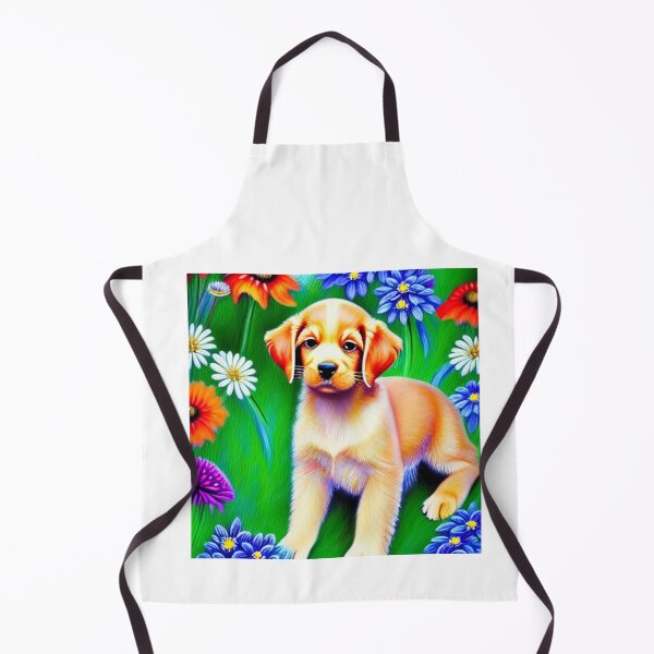 Item preview, Beautiful Golden Retriever Dog Oil Painting with flowers in background designed and sold by ManifestoDesign.