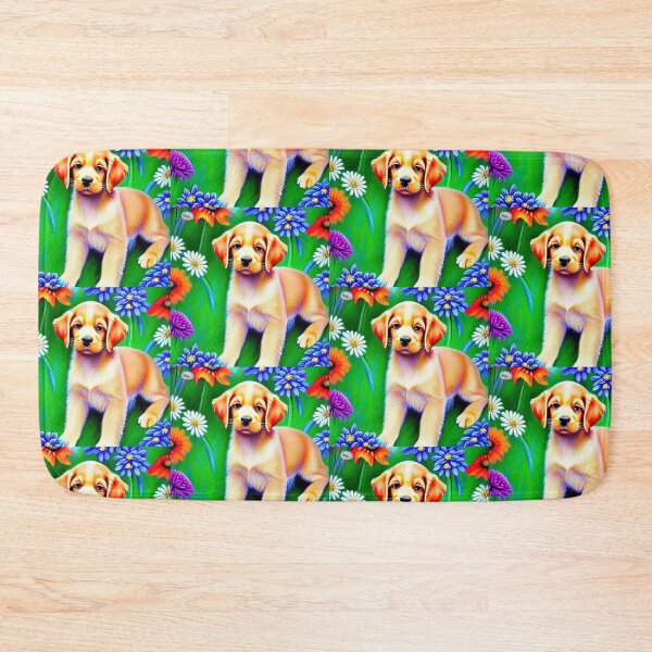 Item preview, Beautiful Golden Retriever Dog Oil Painting with flowers in background designed and sold by ManifestoDesign.