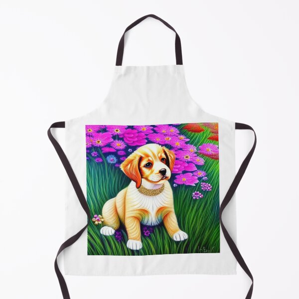 Item preview, Beautiful Golden Retriever Dog Oil Painting with flowers in background designed and sold by ManifestoDesign.