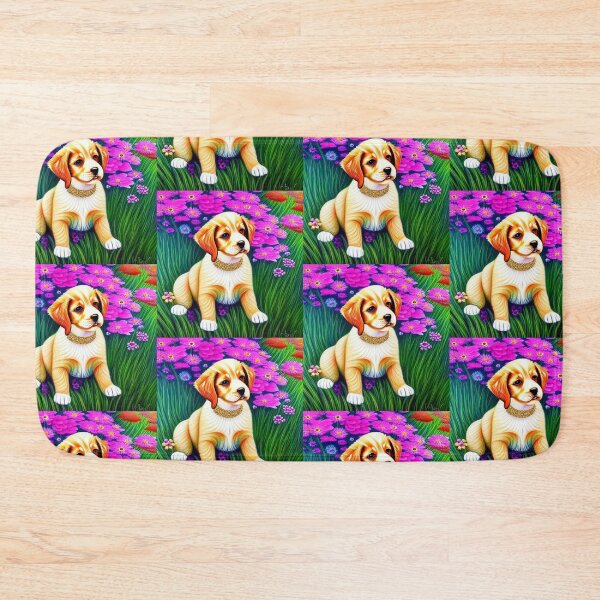 Item preview, Beautiful Golden Retriever Dog Oil Painting with flowers in background designed and sold by ManifestoDesign.
