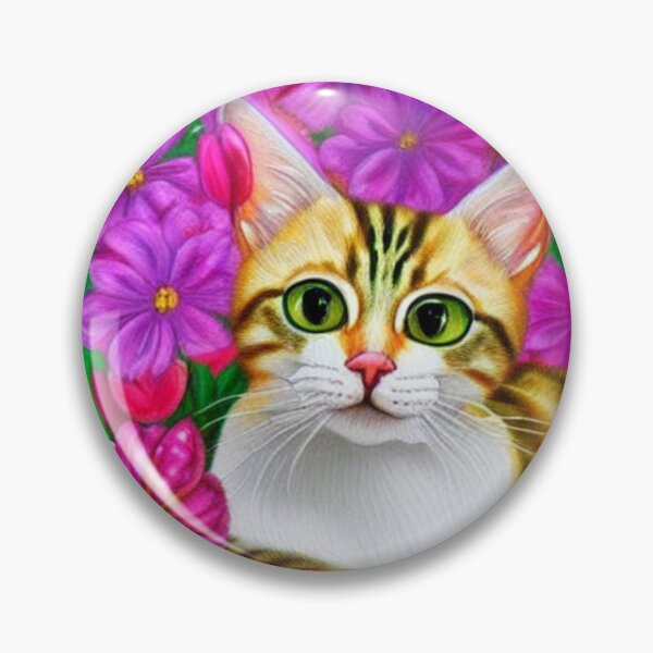Item preview, Beautiful kitten Oil Painting with flowers in background designed and sold by ManifestoDesign.