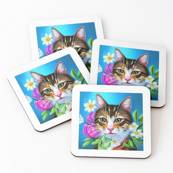 Item preview, Beautiful Bengal Cat Oil Painting with flowers in background designed and sold by ManifestoDesign.