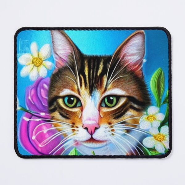 Item preview, Beautiful Bengal Cat Oil Painting with flowers in background designed and sold by ManifestoDesign.