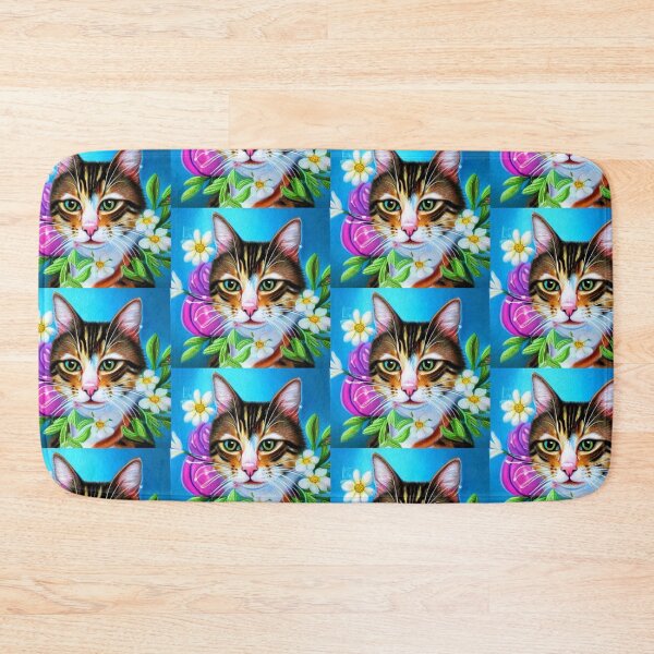 Item preview, Beautiful Bengal Cat Oil Painting with flowers in background designed and sold by ManifestoDesign.