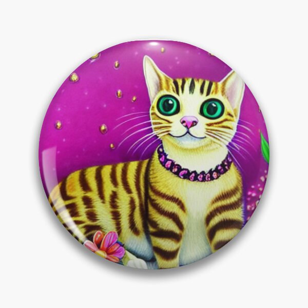 Item preview, Beautiful Bengal Cat Oil Painting with flowers in background designed and sold by ManifestoDesign.