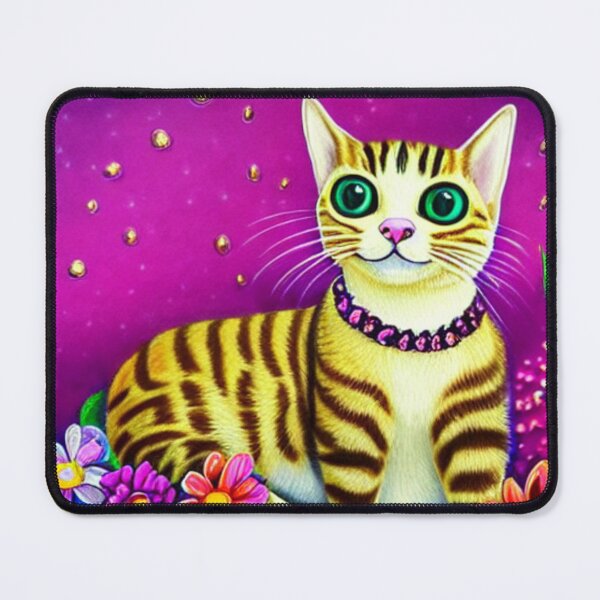 Item preview, Beautiful Bengal Cat Oil Painting with flowers in background designed and sold by ManifestoDesign.