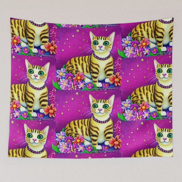 Item preview, Beautiful Bengal Cat Oil Painting with flowers in background designed and sold by ManifestoDesign.