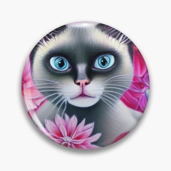 Item preview, Beautiful Siamese Cat Oil Painting with flowers in background designed and sold by ManifestoDesign.