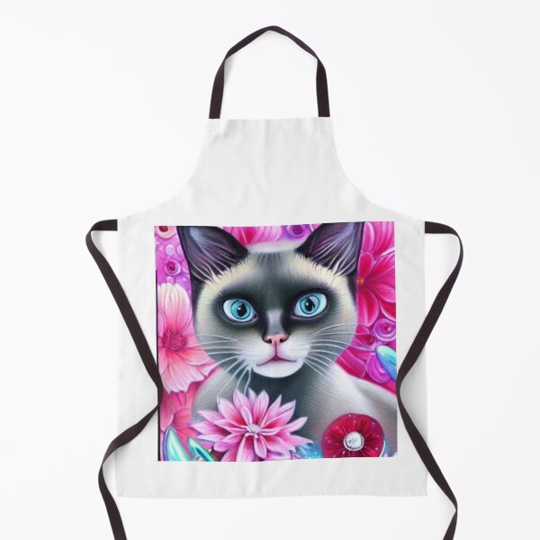 Item preview, Beautiful Siamese Cat Oil Painting with flowers in background designed and sold by ManifestoDesign.