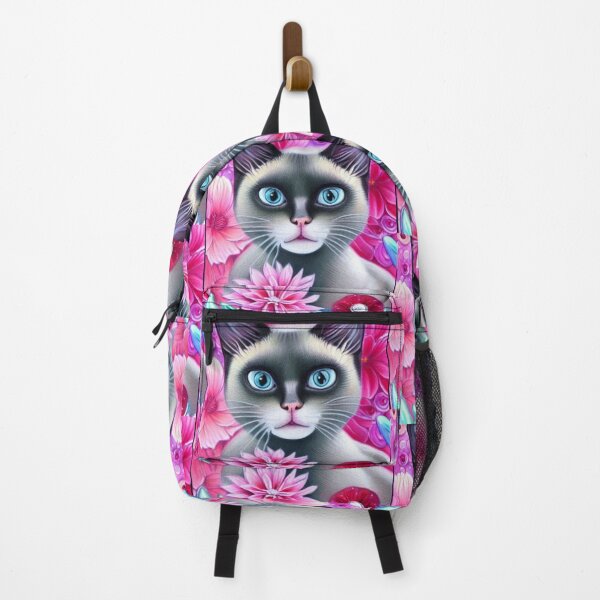 Item preview, Beautiful Siamese Cat Oil Painting with flowers in background designed and sold by ManifestoDesign.