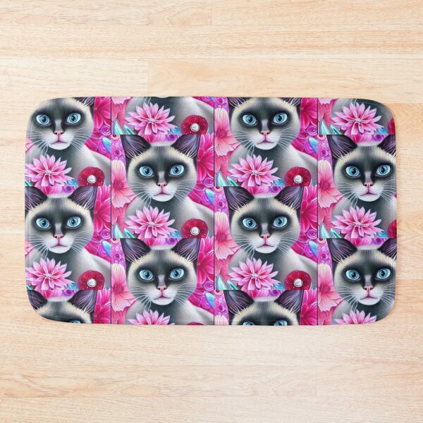 Item preview, Beautiful Siamese Cat Oil Painting with flowers in background designed and sold by ManifestoDesign.