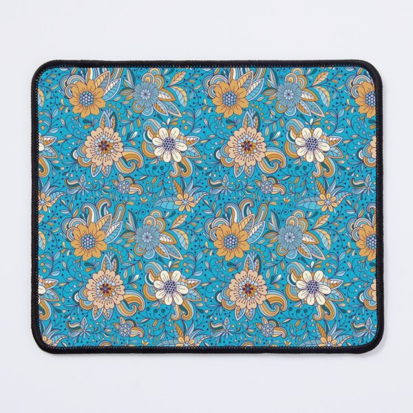 Item preview, Ornate Turquoise Teal Floral Flowers Exotic Oriental Pattern India Block Print Wallpaper designed and sold by StudioAkubi.