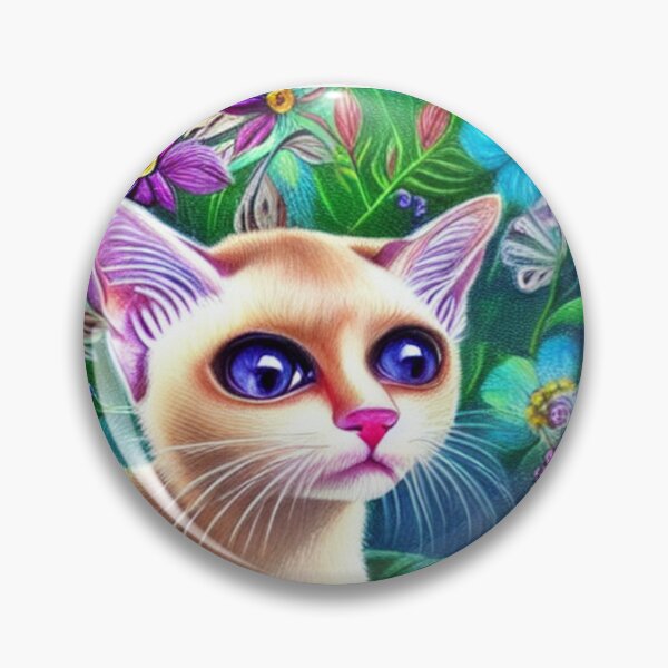 Item preview, Beautiful Siamese Cat Oil Painting with flowers in background designed and sold by ManifestoDesign.