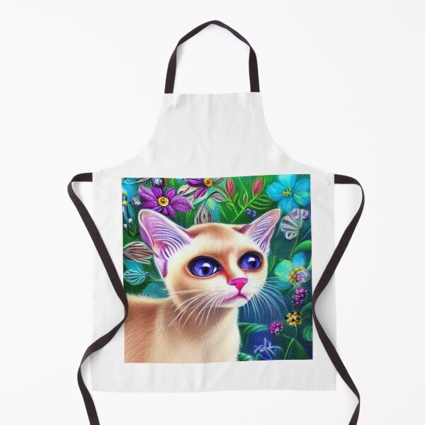 Item preview, Beautiful Siamese Cat Oil Painting with flowers in background designed and sold by ManifestoDesign.