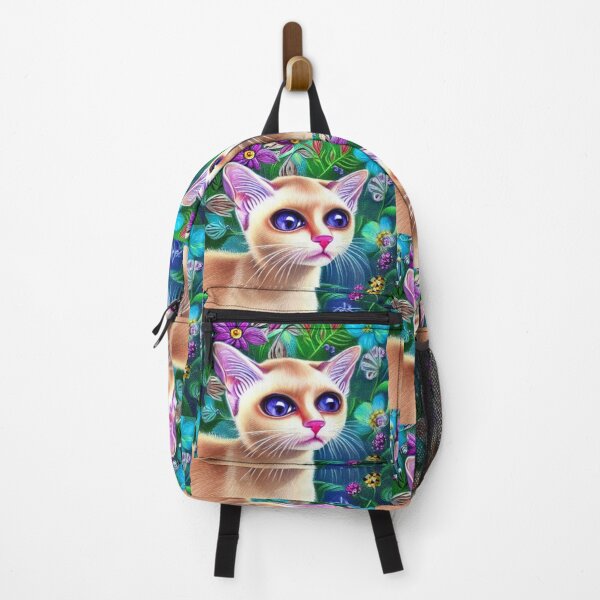 Item preview, Beautiful Siamese Cat Oil Painting with flowers in background designed and sold by ManifestoDesign.