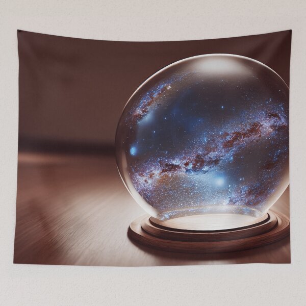 Item preview, Milky Way in a snow globe on a wooden table designed and sold by PM-Artistic.