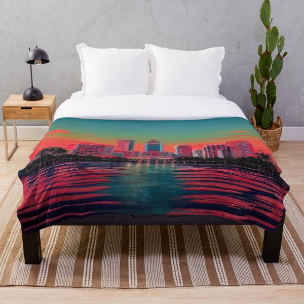 Aperçu de l'œuvre Coucher de soleil sur les bâtiments de la Floride Sticker créée et vendue par TheCreativeFab.
