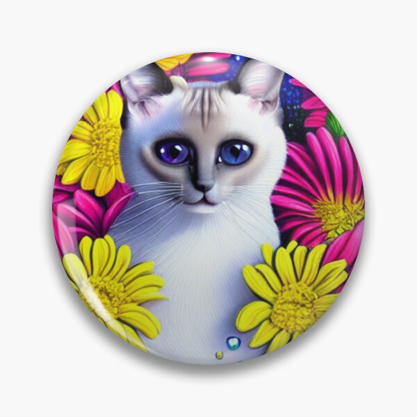 Item preview, Beautiful Siamese Cat Oil Painting with flowers in background designed and sold by ManifestoDesign.