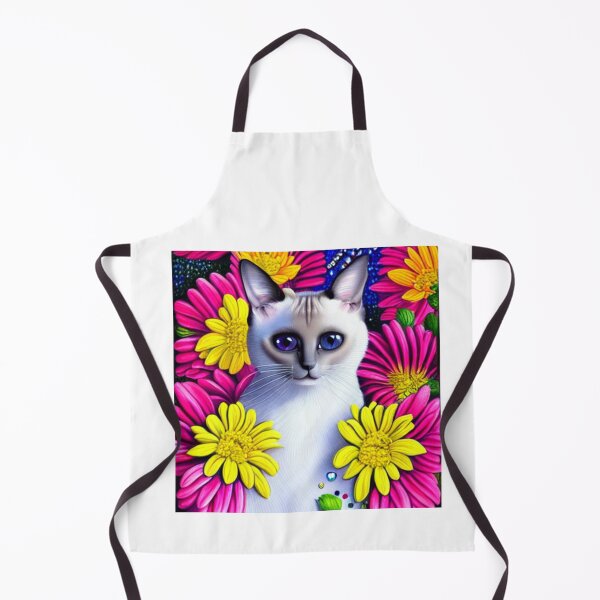 Item preview, Beautiful Siamese Cat Oil Painting with flowers in background designed and sold by ManifestoDesign.