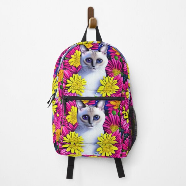 Item preview, Beautiful Siamese Cat Oil Painting with flowers in background designed and sold by ManifestoDesign.