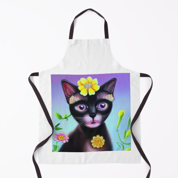 Item preview, Beautiful Black Siamese Cat Oil Painting with flowers in background designed and sold by ManifestoDesign.