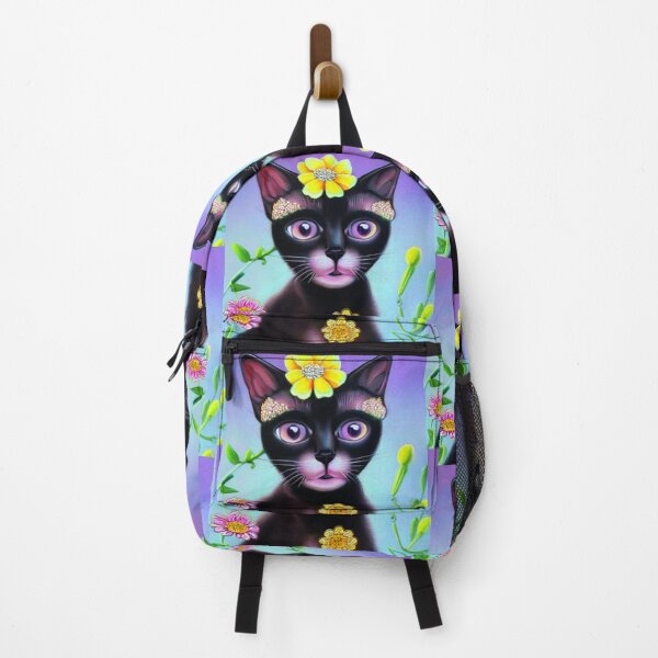 Item preview, Beautiful Black Siamese Cat Oil Painting with flowers in background designed and sold by ManifestoDesign.