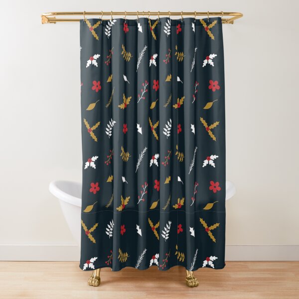 Item preview, Gold Fern Leaves and Red Berries Christmas Holiday Pattern designed and sold by wildberriesph.