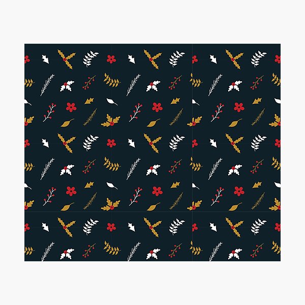 Item preview, Gold Fern Leaves and Red Berries Christmas Holiday Pattern designed and sold by wildberriesph.
