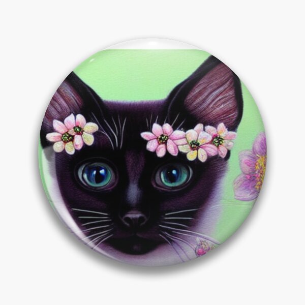 Item preview, Beautiful Siamese Cat Oil Painting with flowers in background designed and sold by ManifestoDesign.