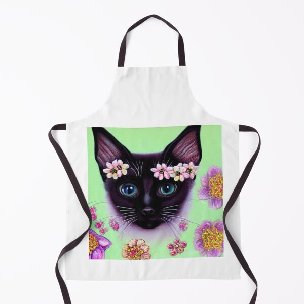 Item preview, Beautiful Siamese Cat Oil Painting with flowers in background designed and sold by ManifestoDesign.