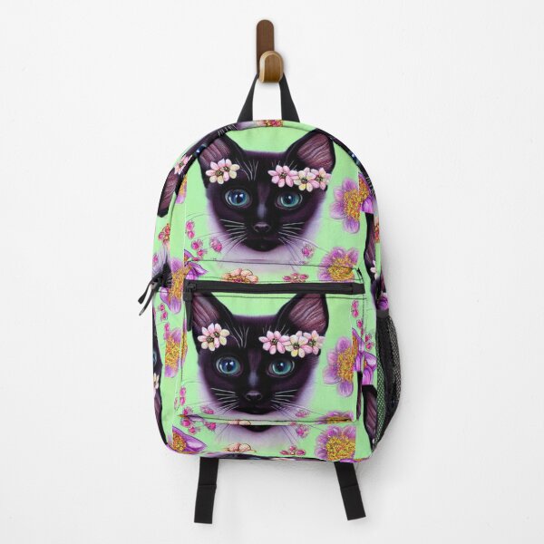 Item preview, Beautiful Siamese Cat Oil Painting with flowers in background designed and sold by ManifestoDesign.