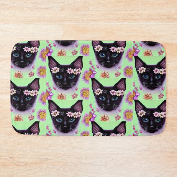 Item preview, Beautiful Siamese Cat Oil Painting with flowers in background designed and sold by ManifestoDesign.