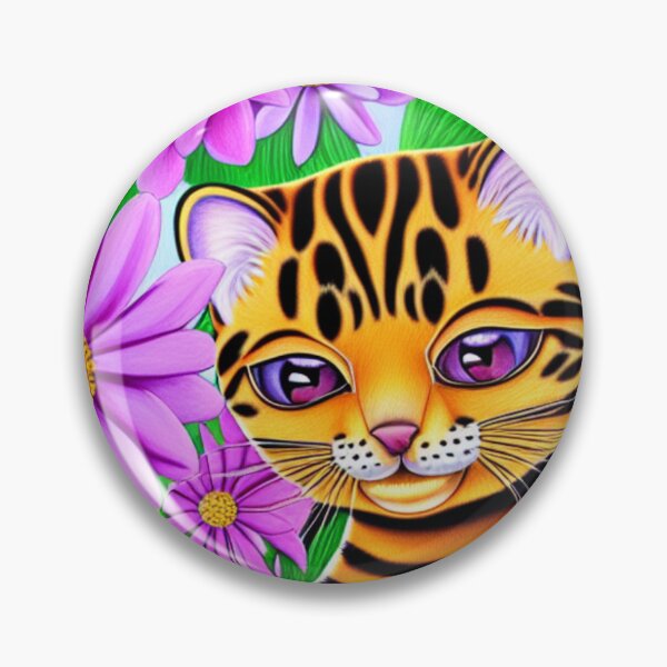 Item preview, Beautiful Bengal Cat Oil Painting with flowers in background designed and sold by ManifestoDesign.