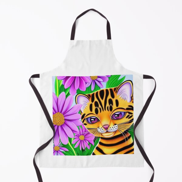 Item preview, Beautiful Bengal Cat Oil Painting with flowers in background designed and sold by ManifestoDesign.