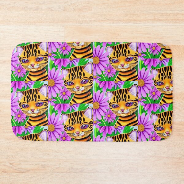 Item preview, Beautiful Bengal Cat Oil Painting with flowers in background designed and sold by ManifestoDesign.