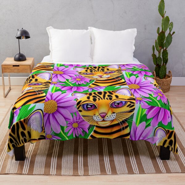 Item preview, Beautiful Bengal Cat Oil Painting with flowers in background designed and sold by ManifestoDesign.