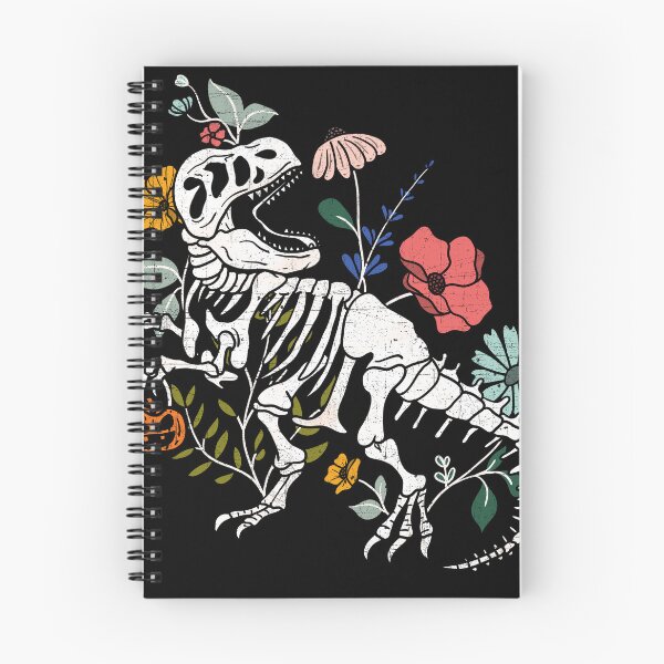 Item preview, Halloween t-rex dinosaur skeleton bones floral tropical fossil designed and sold by OODHA.