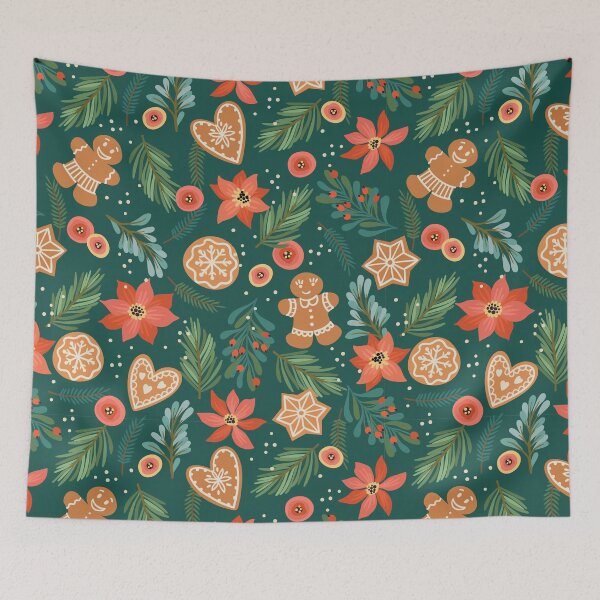 Item preview, Gingerbread and Ornamental Leaves Christmas Holiday Pattern designed and sold by wildberriesph.