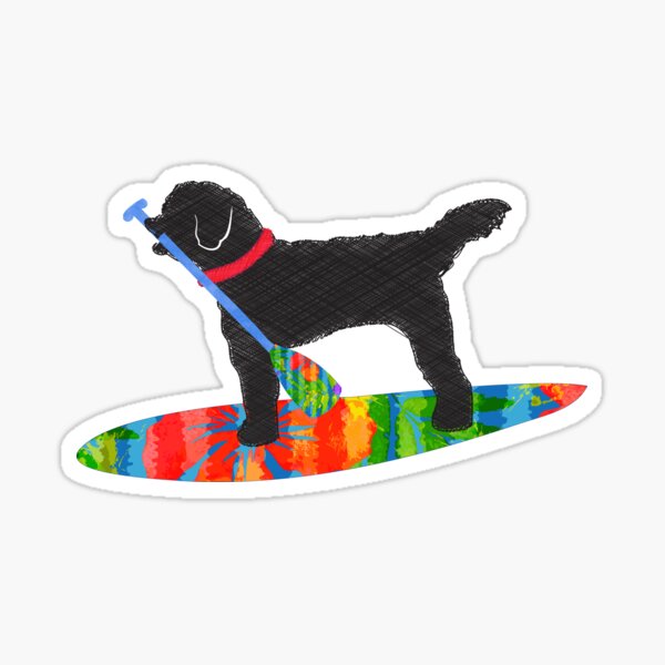 Item preview, Colorful Stand Up Paddle Board Black Labradoodle Dog designed and sold by emrdesigns.